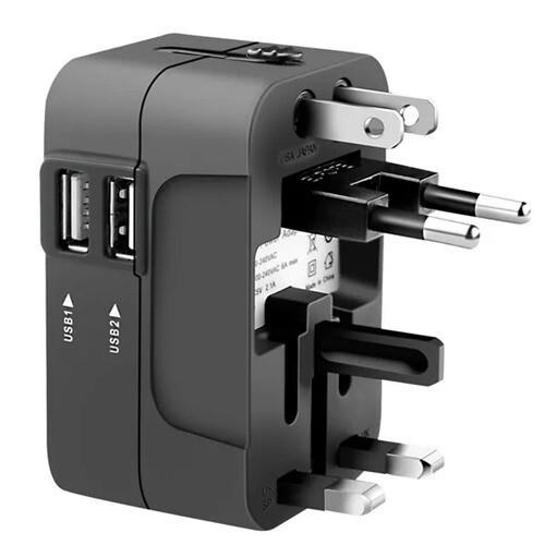 Universal Plug Adapter 2 USB Port Travel Supplies 1