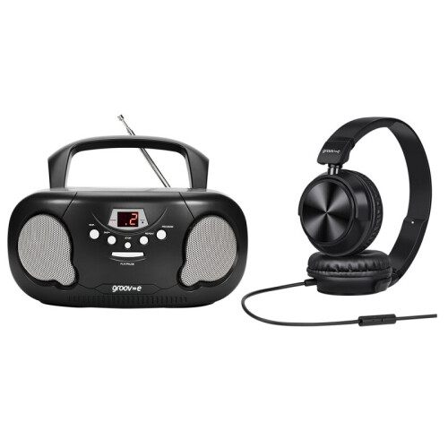 Groov-e GVPS733HPBK Original Boombox Portable CD Player