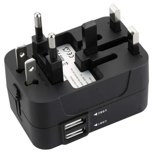 Universal Plug Adapter 2 USB Port Travel Supplies 2