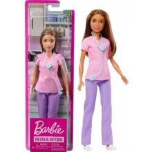 Barbie Professionelle Doktorpuppe mit Pinkem Oberteil, Lila Hose, Weißen Schuhen & Stethoskop