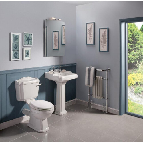 Nuie Legend White Close Coupled Pan, Cistern & Seat + Flush Handle 2