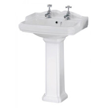 Nuie Legend 590mm Bathroom White Basin & Pedestal Ceramic Traditional