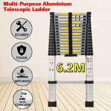 6.2m Aluminum Telescopic Ladder - Multi-Purpose, Extendable & Foldable, 16-Step, Lightweight & Safe