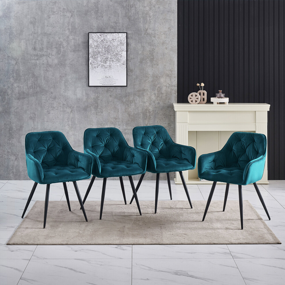 (Set of 4 chairs, Teal) 2/4 Dining Chairs Velvet Chairs home & restaurants