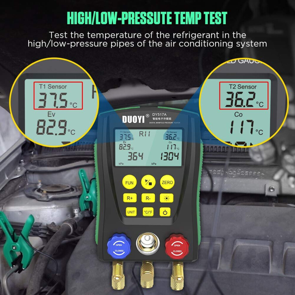 Digital Manifold Gauge Set Pressure&Temp Test HVAC Manifold Pressure