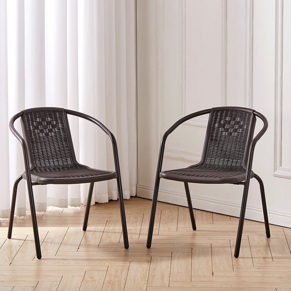 Living And Home (2 X Brown Rattan Chair Only) Garden Outdoor Patio Chairs Table With Parasol Hole