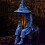 (B Blue) Witch Solar LED Lawn Light Resin Courtyard Decoration Lights Sculpture 1