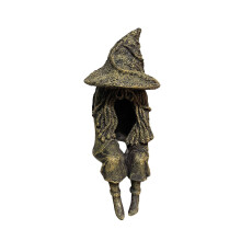 (A Grey) Witch Solar LED Lawn Light Resin Courtyard Decoration Lights Sculpture