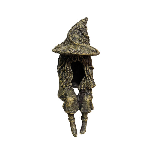 (A Grey) Witch Solar LED Lawn Light Resin Courtyard Decoration Lights Sculpture