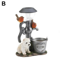(B) Cat Dog Rabbit Creativity Solar Lamp Statue Window Animal Light Decoration