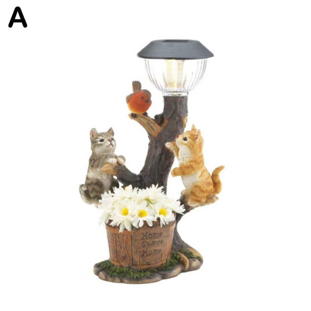 (A) Cat Dog Rabbit Creativity Solar Lamp Statue Window Animal Light Decoration