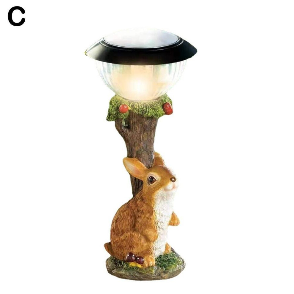 (C) Cat Dog Rabbit Creativity Solar Lamp Statue Window Animal Light Decoration