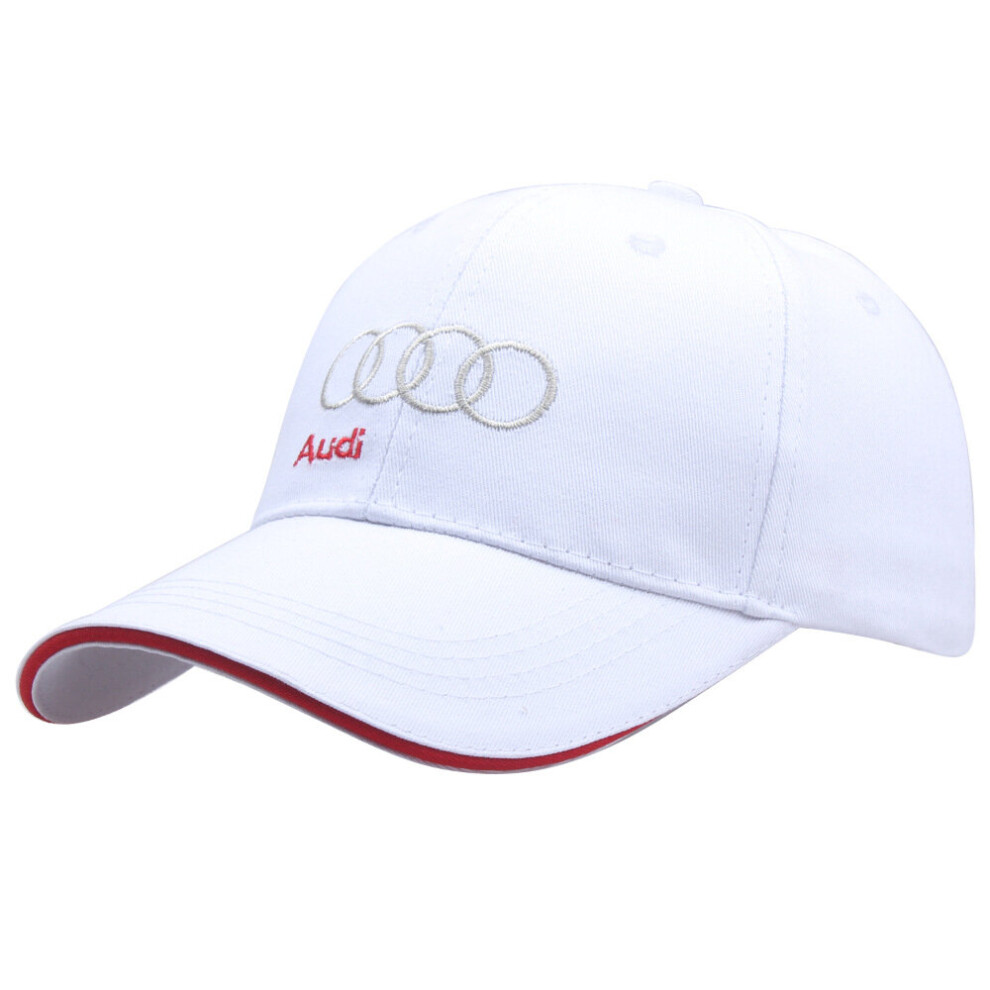 (Audi white) Audi Baseball Cap Embroidery Motorsport Racing Sport Cotton Adjustable Hat