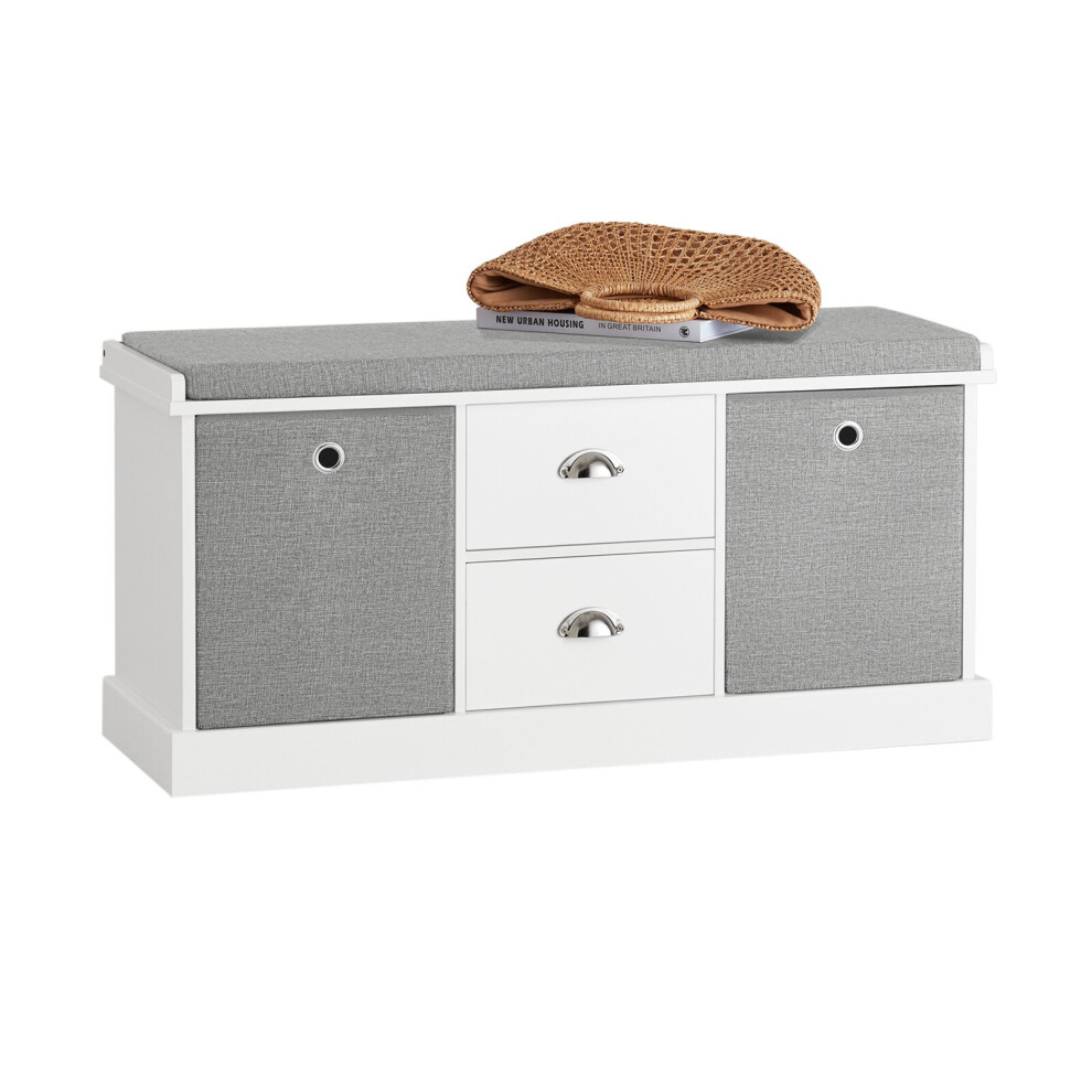 SoBuy® FSR66-HG, 2 Baskets 2 Drawers Storage Bench Shoe Bench Shoe Rack