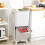 Living And Home 2 Tier 38L Large Rubbish Dustbin Kitchen Recycling Trash Bin with Wheels White 1