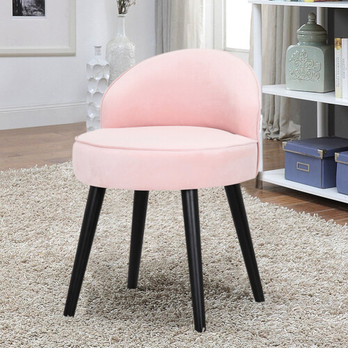 Living And Home Modern Velvet Dressing Table Stool Makeup Chair Solid Wood Legs 1