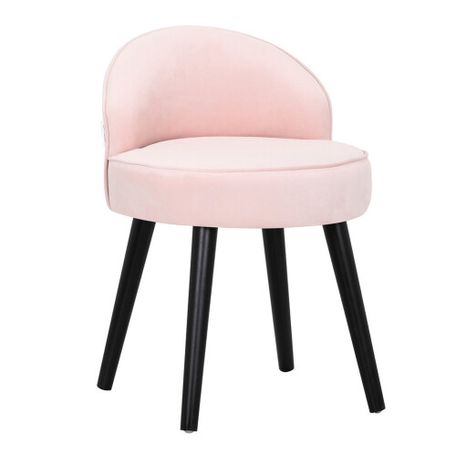 Living And Home Modern Velvet Dressing Table Stool Makeup Chair Solid Wood Legs 2