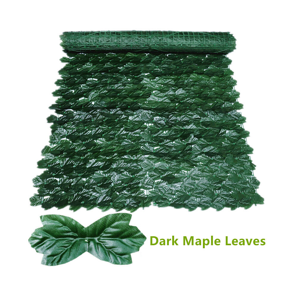 (Dark Maple Leaves) 3mX0.5m Artificial Leaf Privacy Fence Screen Fake Hedge Panels Balcony Screen Ivy Leaves Fence Screen for Wall Garden Patio Decor