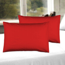 (Red, Pillow Case Only) Extra Deep 40cm Fitted Bed Sheets Poly Cotton Single Double King Size