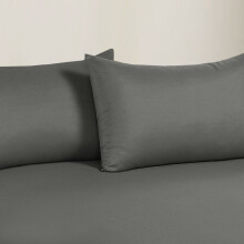 (Charcoal, Pillow Case Only) Extra Deep 40cm Fitted Bed Sheets Poly Cotton Single Double King Size