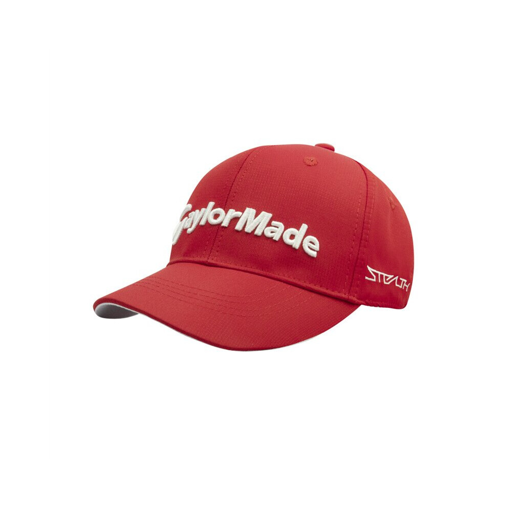 (Red) Taylormade Mens Golf Cap Tour Hat Radar TP5 Stealth Baseball Cap Sun Flat Adults