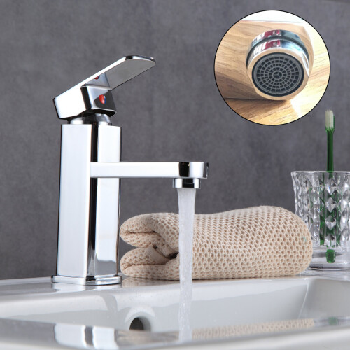 Bathroom Sink Mixer Tap Monobloc Single Lever Chrome Finished Brass ...