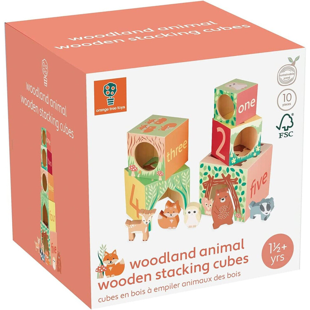 Orange Tree Toys Woodland Animal Wooden Stacking Cubes