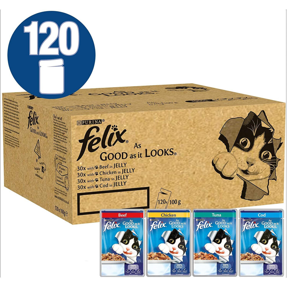 Felix As Good As It Looks Adult Wet Cat Food Mixed Flavors 120 X 100g