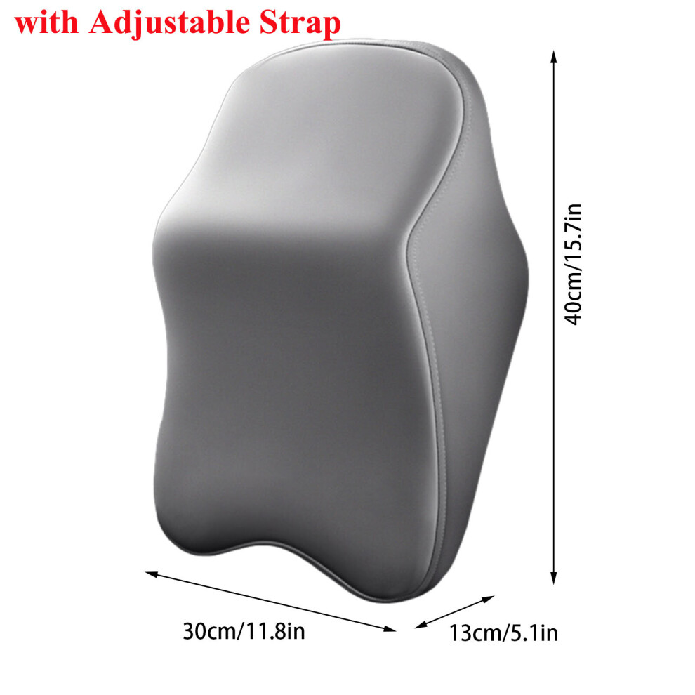 (Grey) Memory Foam Neck Pillow Car Comfortable Seat Supports Lumbar Car Cushion Grey 931581530108