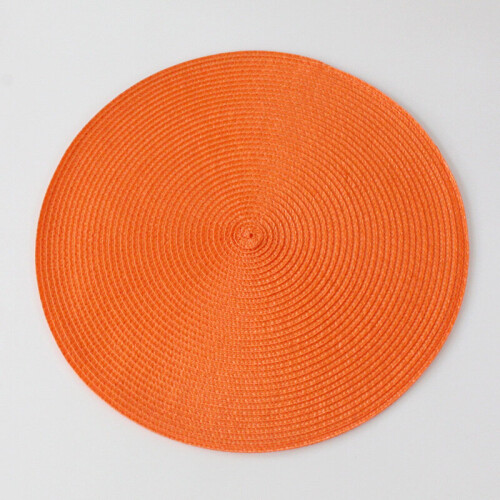 (orange) 4 Packs of Round Jacquard Weaved Non Slip Placemats Dining Table Place Mats Set