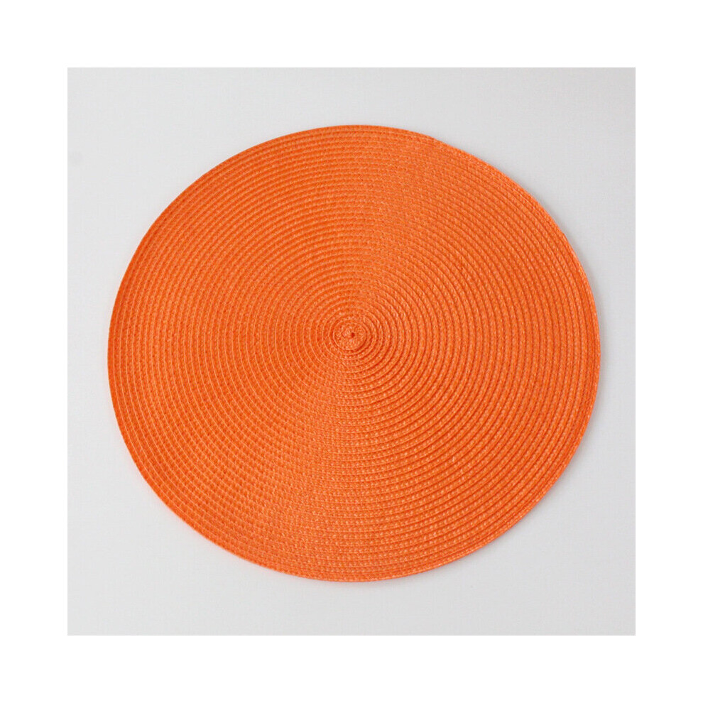 (orange) 4 Packs of Round Jacquard Weaved Non Slip Placemats Dining Table Place Mats Set