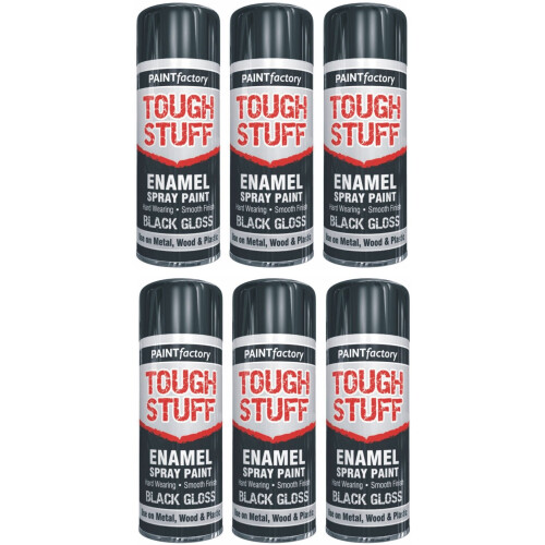 6 x 400ml Enamel Black Gloss Spray Paint DIY Wood Crafts Art Metal
