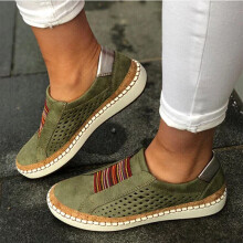 (Green, UK 3) Womens Slip On Pumps Trainers Loafers Ladies Sneaker Casual Flat Soft Shoes Size