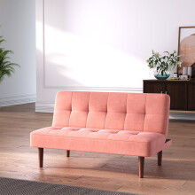 (Pink) Modern Fabric Padded Convertible Sofa Bed