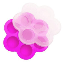 (  Rose) Silicone Weaning Baby Food Freezer Tray 7 Pots Storage Container Lid BPA Kids