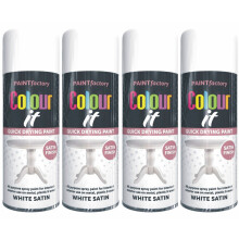 4 x 400ml White Satin Spray Paint Aerosol Lacquer Wood Metal Plastic