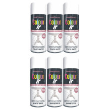6 x 400ml White Satin Spray Paint Aerosol Lacquer Wood Metal Plastic