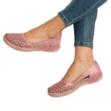 (Pink, Tag Size 36=UK Size 2.5) Ladies Summer Sandal Hollow Flat Sandals Womens Nonslip Closed Toe Beach Shoes