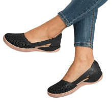(Black, Tag Size 42=UK Size 7) Ladies Summer Sandal Hollow Flat Sandals Womens Nonslip Closed Toe Beach Shoes