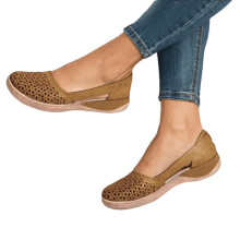 (Brown, Tag Size 42=UK Size 7) Ladies Summer Sandal Hollow Flat Sandals Womens Nonslip Closed Toe Beach Shoes