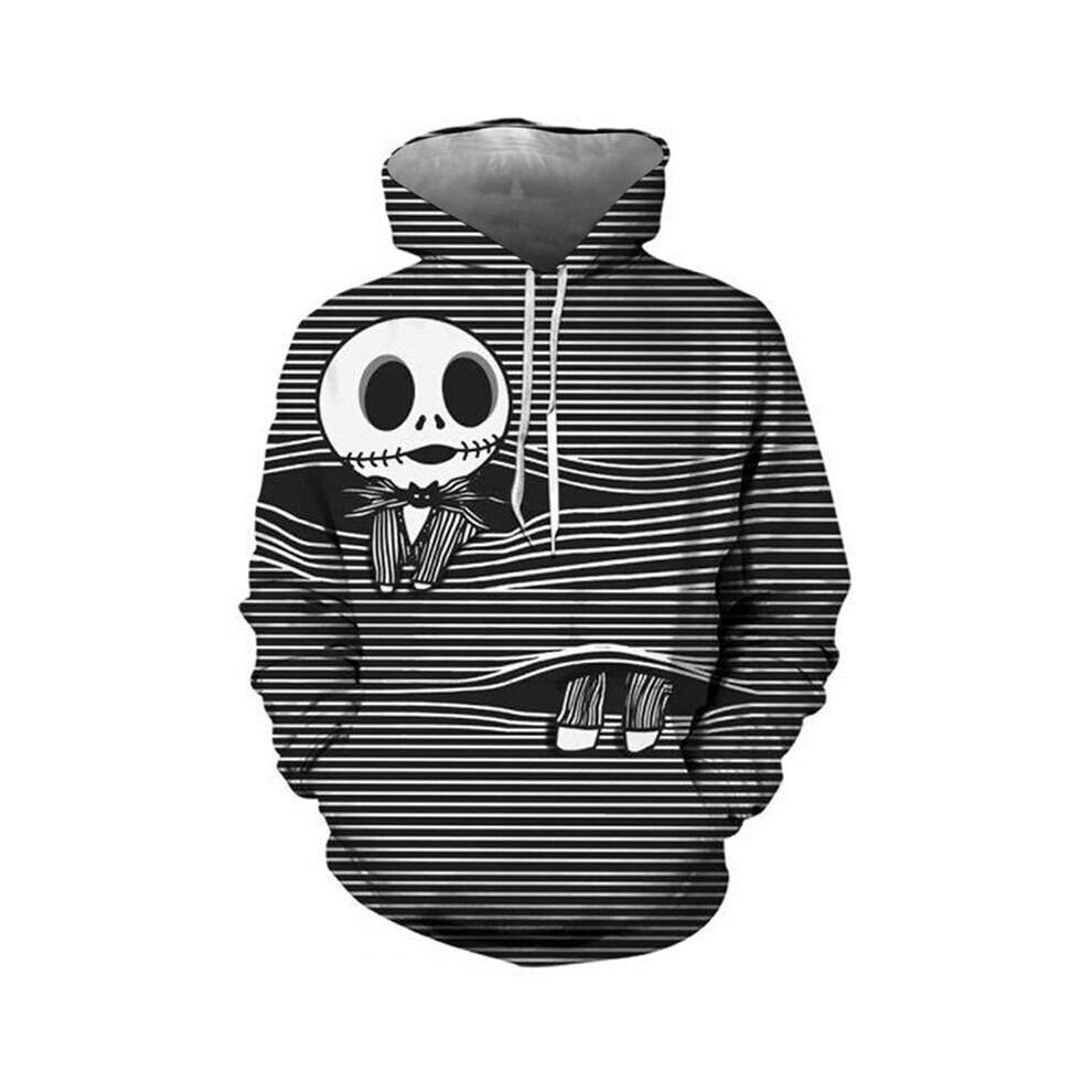 (BlackWhite, M) Christmas Nightmare Before  3d Printed Pullover Hoodie Jacket Sweatshirts Coat 