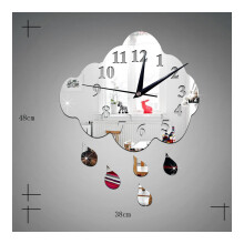 Silent Wall Clock Sticking Raindrop Mirror