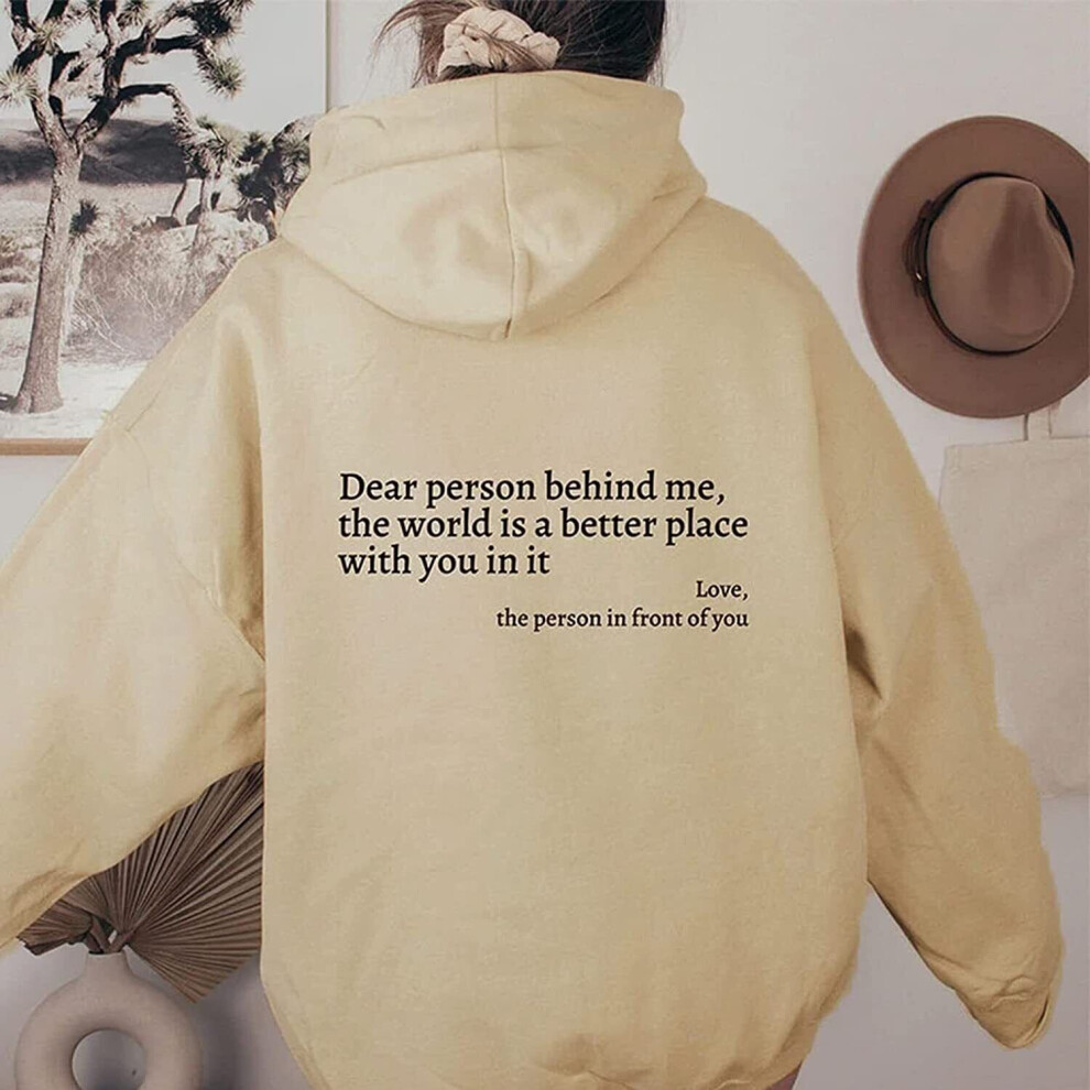 (Beige, M) Dear Person Behind Me Sweatshirt Hoodie,Dear Person Behind Me Hoodie