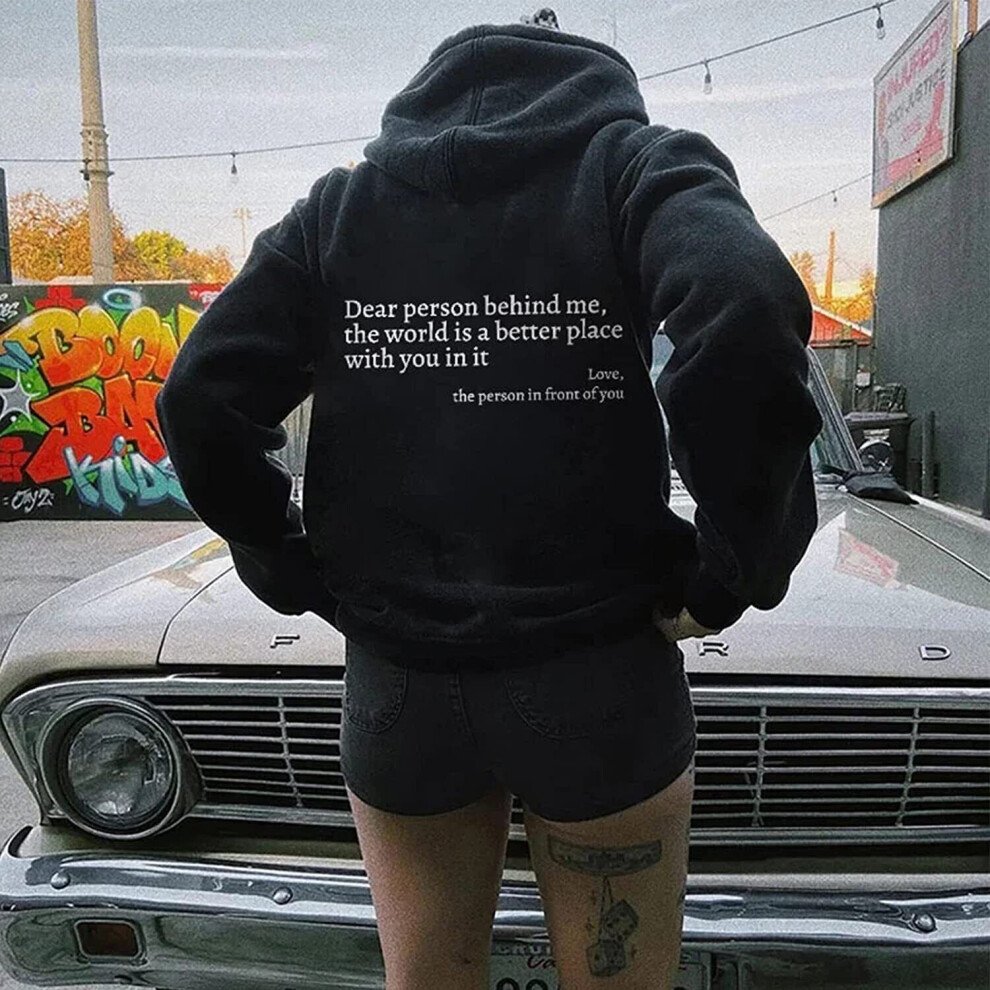 (Black, M) Dear Person Behind Me Sweatshirt Hoodie,Dear Person Behind Me Hoodie