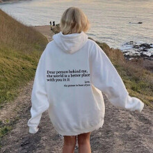 (White, L) Dear Person Behind Me Sweatshirt Hoodie,Dear Person Behind Me Hoodie