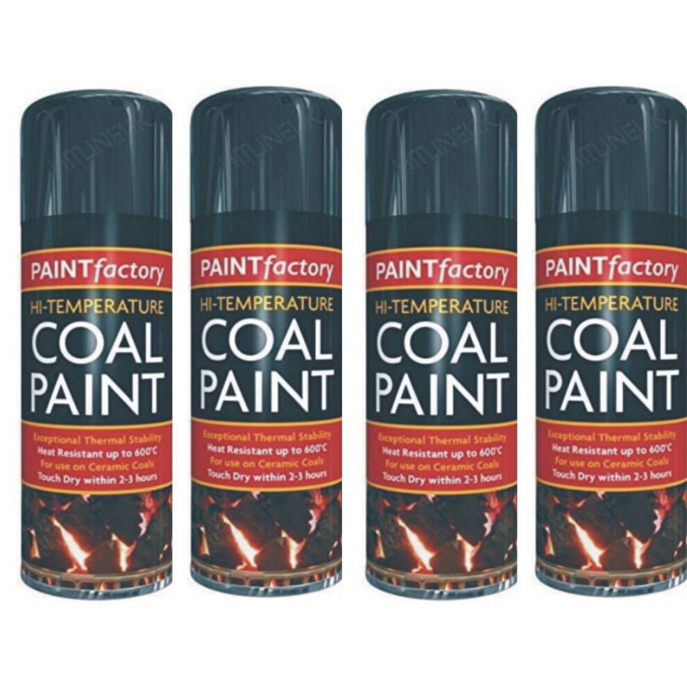 4 x 400ml Hi Heat Temperatur Black Coal Stove Wood Burner BBQ Spray