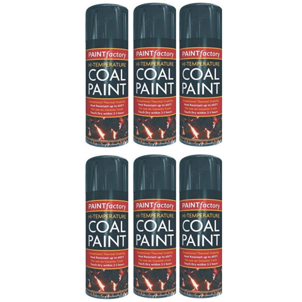 6 x 400ml Hi Heat Temperatur Black Coal Stove Wood Burner BBQ Spray