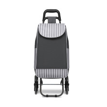 (Grey) 6 Wheel Push Shopping Trolley
