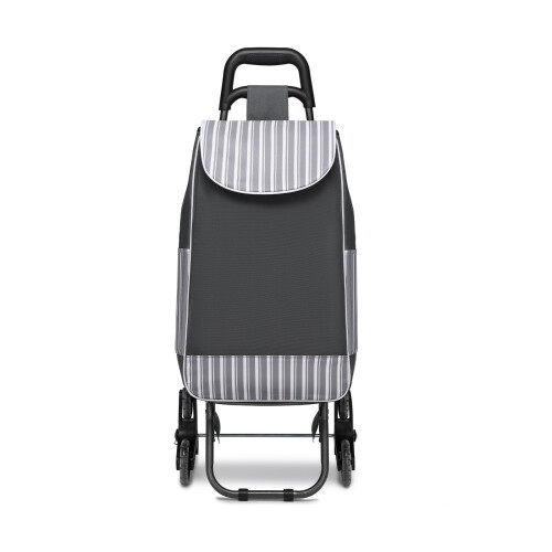 (Grey) 6 Wheel Push Shopping Trolley