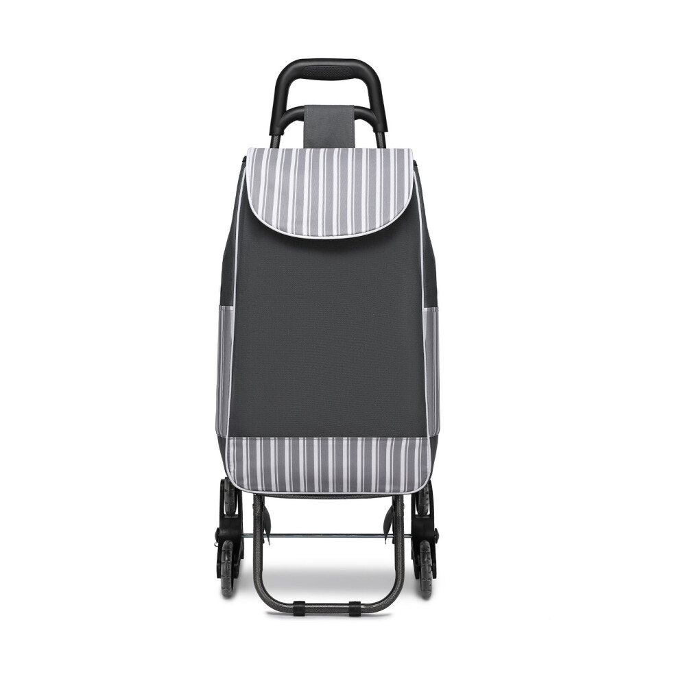 (Grey) Kono 6 Wheel Push Shopping Trolley